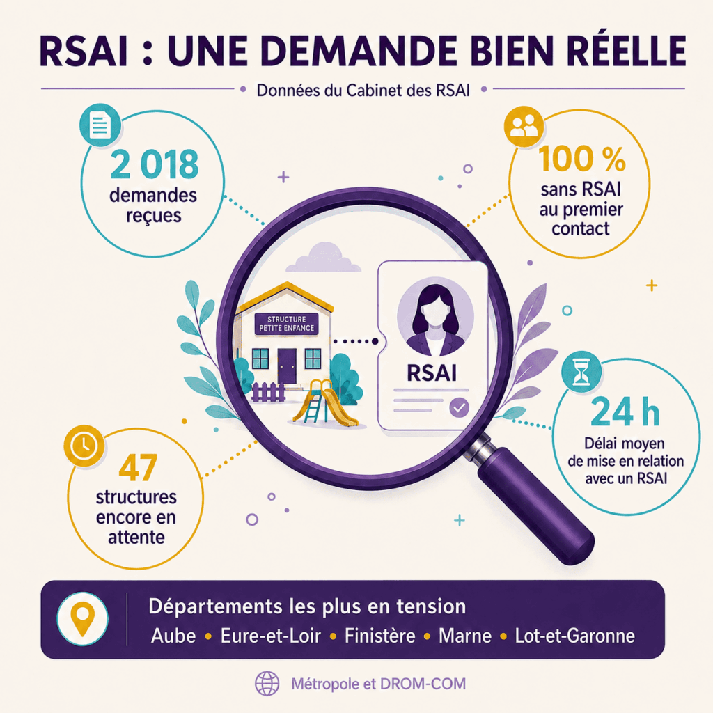 Infographie sur la pénurie de RSAI en France 2 018 demandes reçues, 100 % des structures sans RSAI au premier contact et mise en relation sous 24 heures. Infographie sur la pénurie de RSAI en France 2 018 demandes reçues, 100 % des structures sans RSAI au premier contact et mise en relation sous 24 heures.