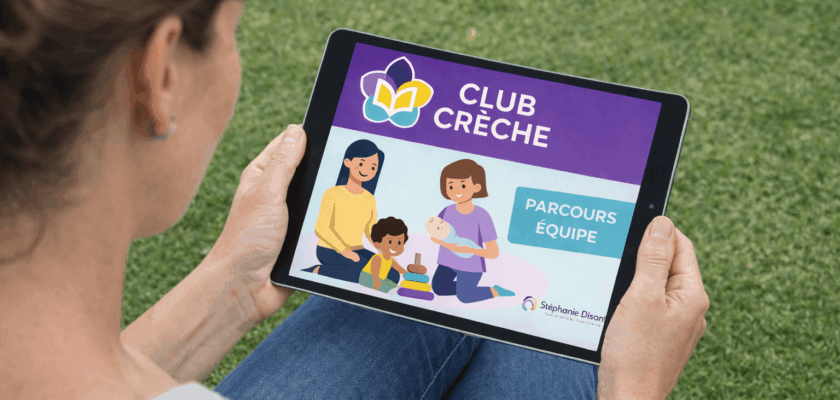 Présentation du Club Crèche Parcours Équipe sur tablette pour la VAE IEPE