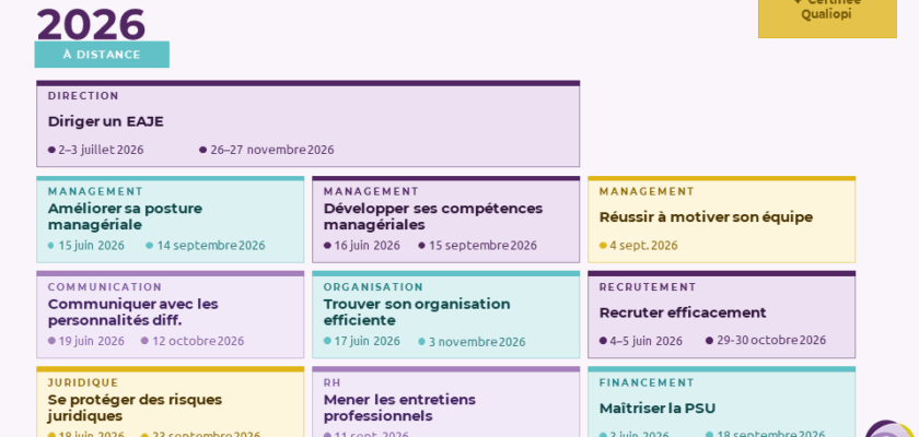 Dates des Sessions de formation à distance pour les directions de creche Stéphanie Disant