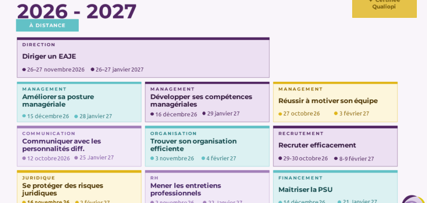 Formations directrices de crèche management financement gestion